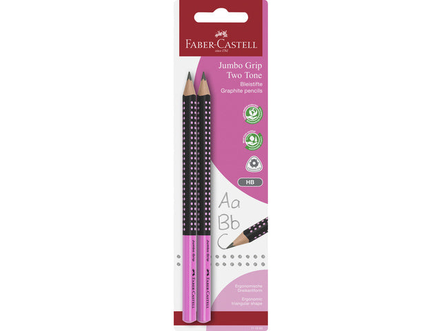 Potloodset Faber-Castell 2st. Jumbo met grip in blister. Hardheid B.