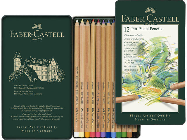 Pastelpotlood Faber-Castell Pitt metalen etui a 12 stuks