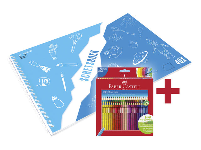 Kleurpotlood Faber-Castell Grip 48 stuks + gratis A3 Kangaro schetsboek