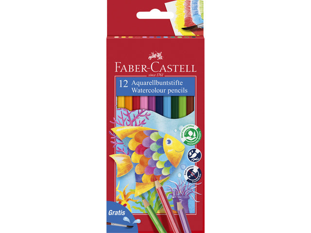 Aquarelpotlood Faber-Castell etui a 12 stuks + penseel