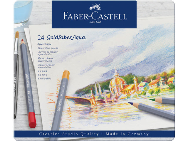 Aquarelkleurpotlood Faber-Castell Goldfaber etui 24 stuks