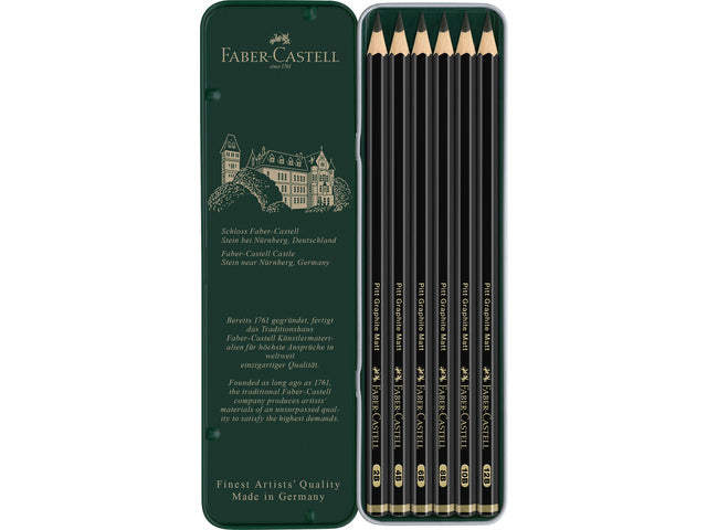 Grafietpotlood Faber-Castell Pitt Mat Etui mit 6 Stück
