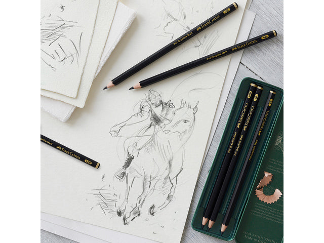 Grafietpotlood Faber-Castell Pitt Mat Etui a 6 stuks