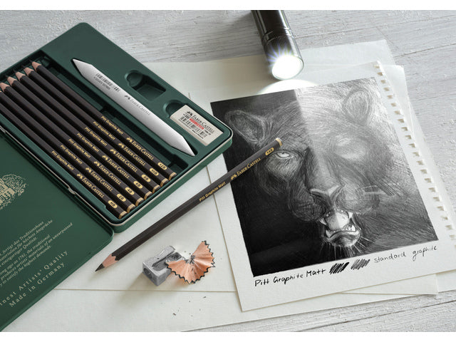 Grafietpotlood Faber-Castell Pitt Mat Etui set 11 stuks