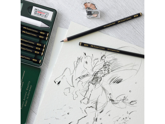 Grafietpotlood Faber-Castell Pitt Mat Etui set 11 stuks