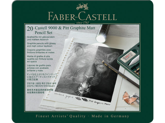 Grafietpotlood Faber-Castell Pitt Mat 8st. nl 9000 8st. in blik