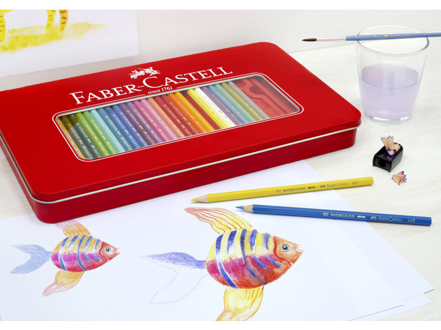 Kleurpotlood Faber-Castell Castle zeskantige metalen etui 60 stuks met accessoires