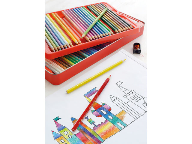 Kleurpotlood Faber-Castell Castle zeskantige metalen etui 60 stuks met accessoires