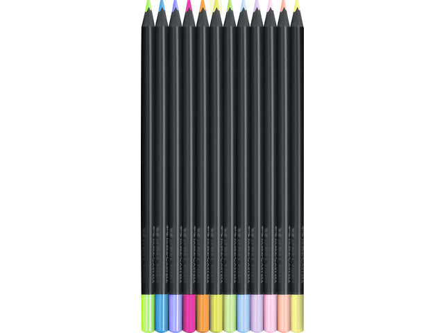 Kleurpotlood Faber-Castell Black Edition 12 stuks neon+pastel in karton etui
