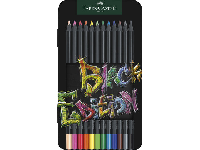 Farbenfrohes Faber-Castell Black Edition 12 Stück im Bliketui