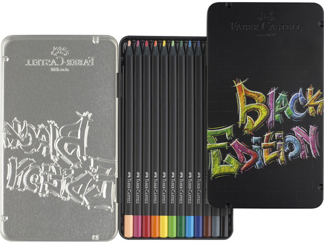 Farbenfrohes Faber-Castell Black Edition 12 Stück im Bliketui