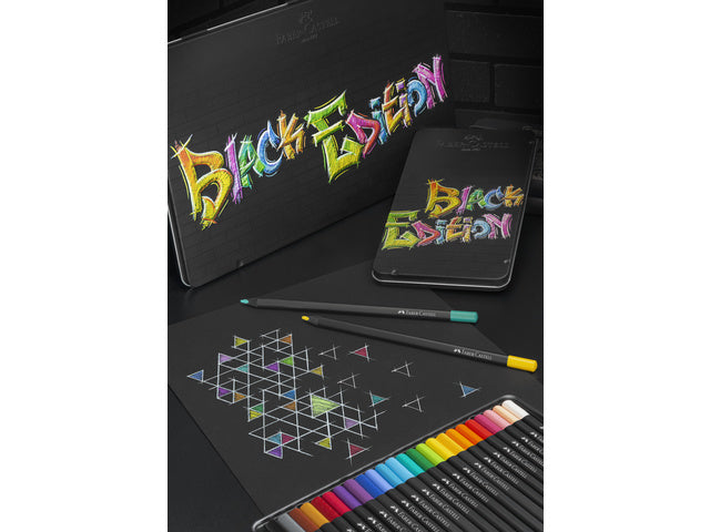 Farbenfrohes Faber-Castell Black Edition 12 Stück im Bliketui