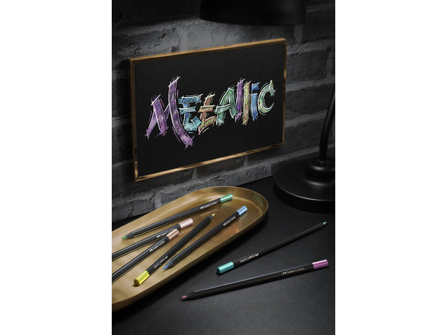 Kleurpotlood Faber-Castell Black Edition 12 stuks Metallic in kartonnen etui
