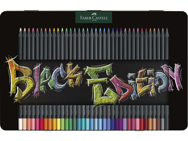 Farbenfrohes Faber-Castell Black Edition 36 Stück im Bliketui