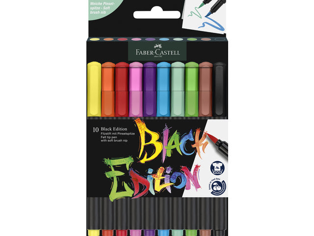Brushpen Faber-Castell Black edition 10 stuks in kartonnen etui