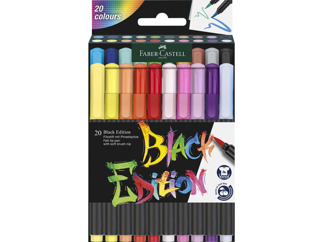 Brushpen Faber-Castell Black Edition 20 stuks in kartonnen etui