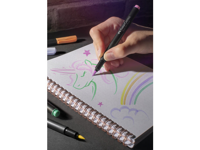 Brushpen Faber-Castell Black edition pastel 6 stuks in kartonnen etui