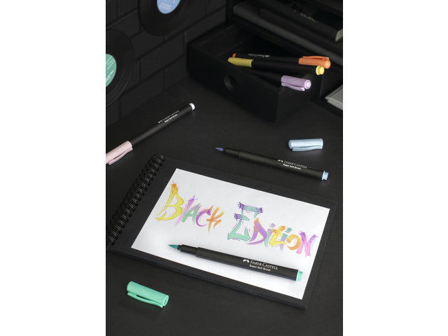 Brushpen Faber-Castell Black edition pastel 6 stuks in kartonnen etui