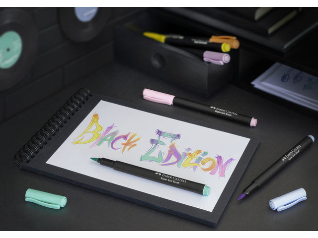 Brushpen Faber-Castell Black edition pastel 6 stuks in kartonnen etui