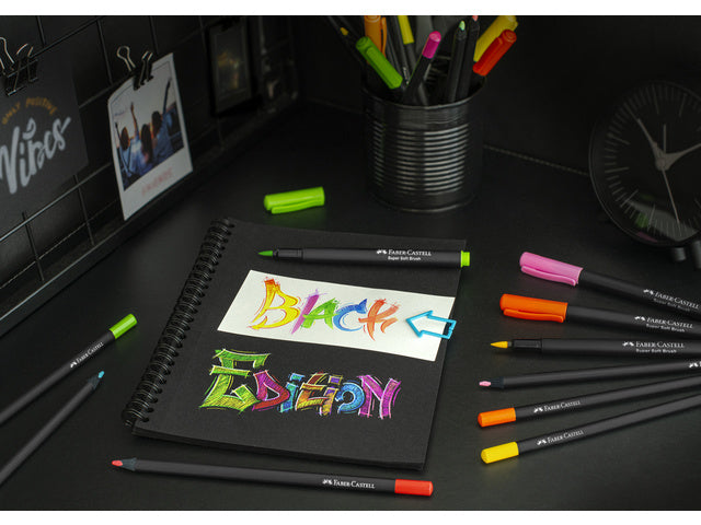 Brushpen Faber-Castell Black edition pastel 6 stuks in kartonnen etui