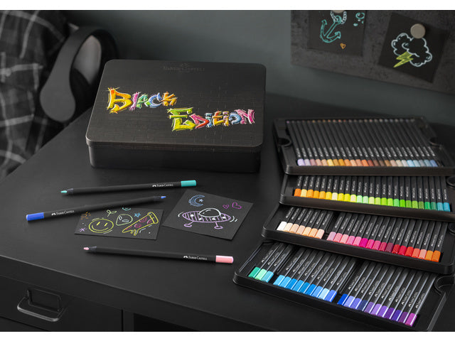 Farbenfrohes Faber-Castell Black Edition 100 Stück im Blikeetui
