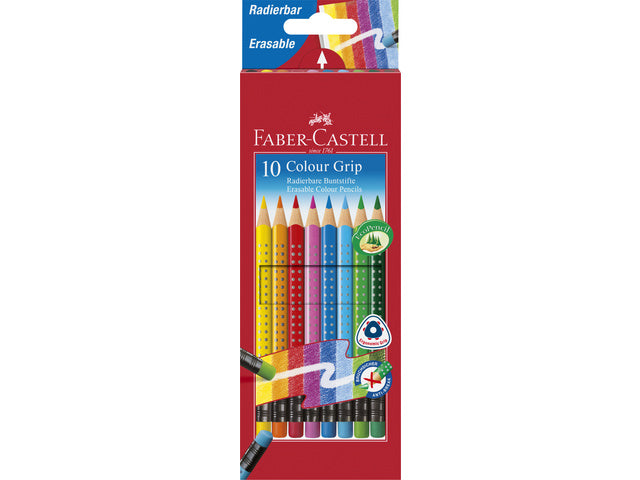 Kleurpotlood Faber-Castell GRIP 2001 uitgumbaar etui à 10 stuks