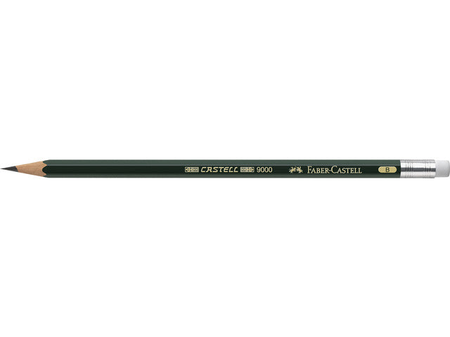 Potlood Faber-Castell 9000 B met gom