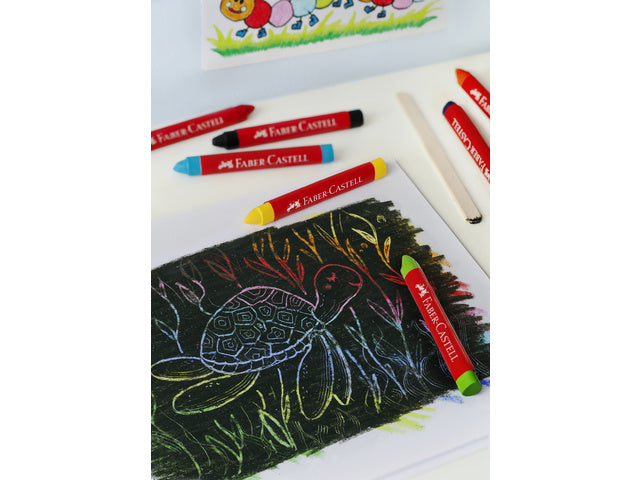 Waskrijt Faber-Castell driehoek etui à 12 stuks.