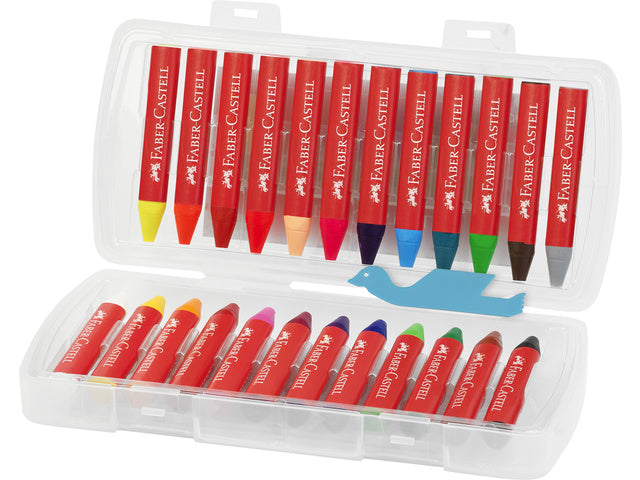 Waskrijt Faber-Castell Jumbo in opbergdoos á 24 stuks