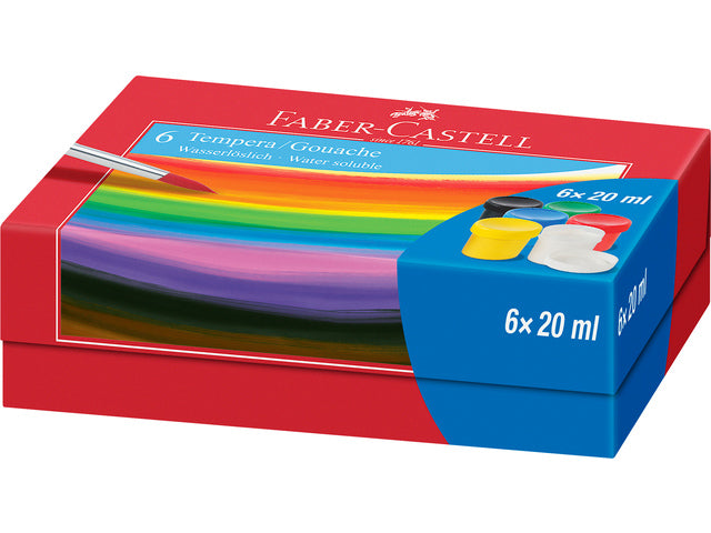 Verf Faber-Castell Tempera-Gouache 6 kleuren potjes á 20ml