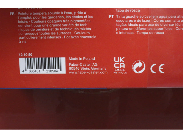 Verf Faber-Castell Tempera-Gouache 12 potje kleuren á 20ml