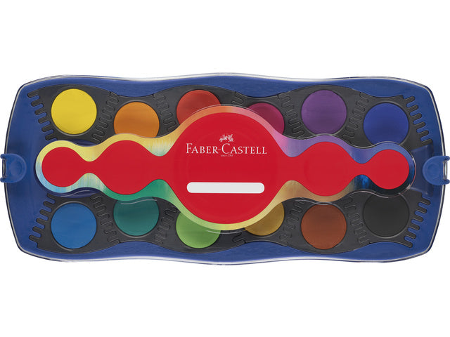 Waterverfdoos Faber-Castell 24 kleuren +1 tube met Connector Blauw