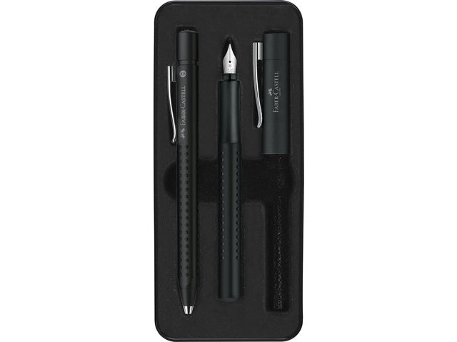 Balpen en Vulpen Faber-Castell Grip 2011 zwart in geschenkverpakking