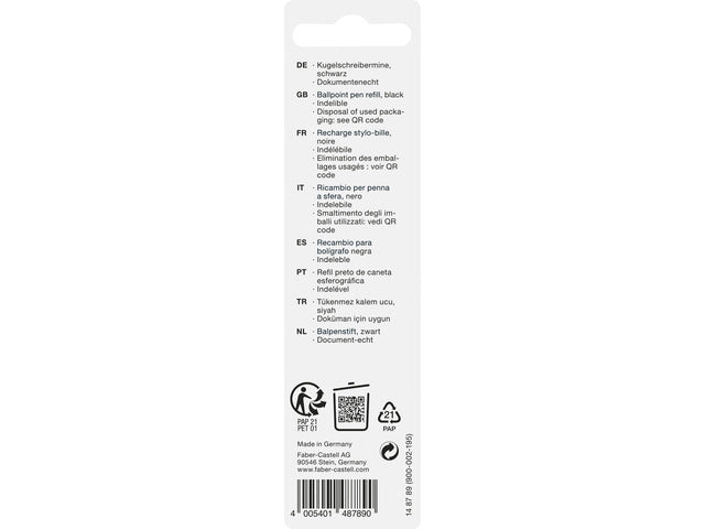 Vulling Faber-Castell Hexo balpen, M, Zwart op blisterkaart