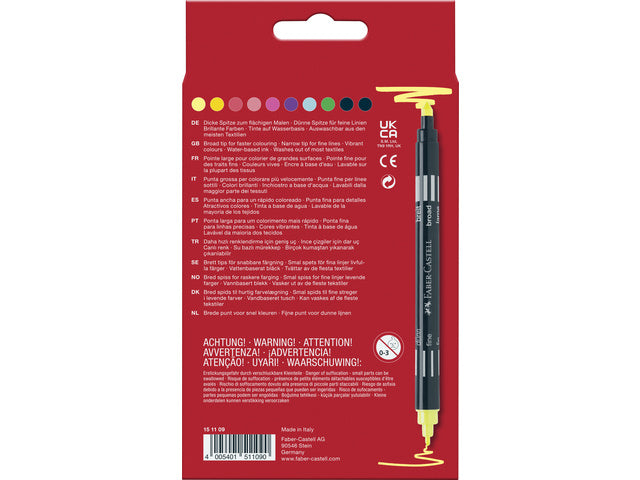 viltstiften Faber-Castell Duo neon kleuren in etui a 10 stuks