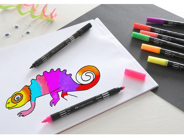viltstiften Faber-Castell Duo neon kleuren in etui a 10 stuks