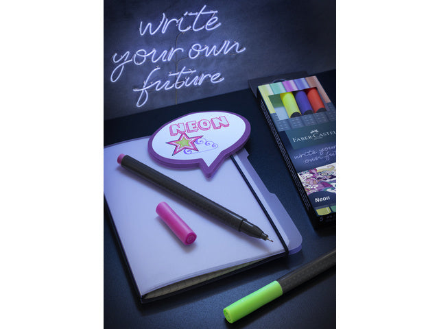 Fineliner Faber-Castell Grip 0,4mm etui 5 stuks neon assorti