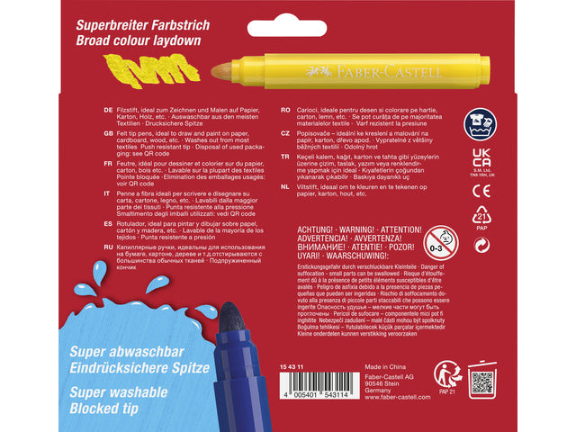 Viltstift Faber-Castell Jumbo 12 stuks super wasbaar kartonnen etui