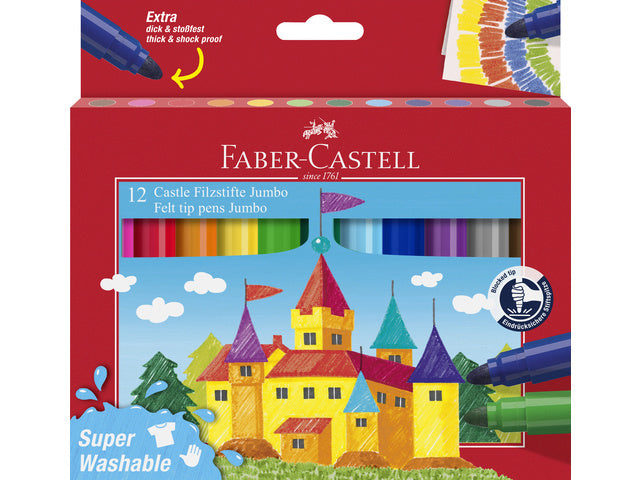 Viltstift Faber-Castell Jumbo 12 stuks super wasbaar kartonnen etui