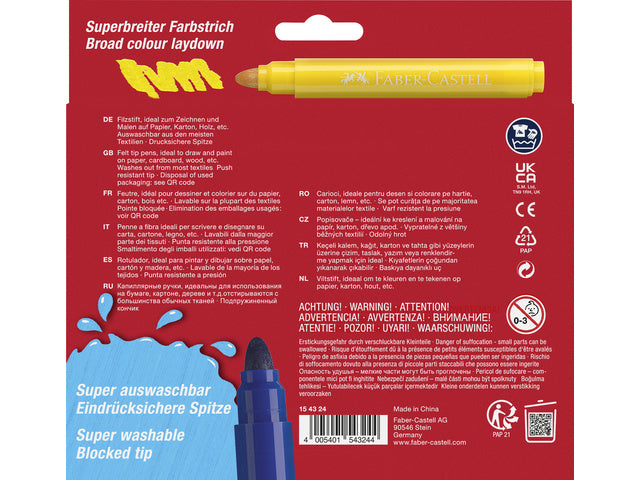 Viltstift Faber-Castell Jumbo 24 stuks super wasbaar kartonnen etui