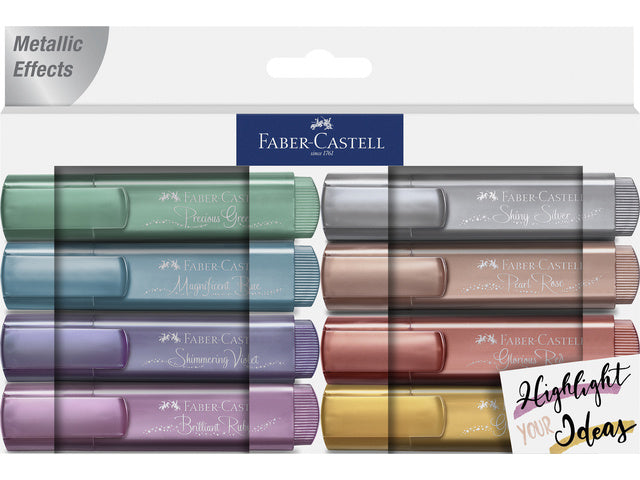 Textmarker Faber-Castell metallic etui 8 delig