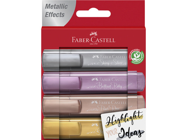 Textmarker Faber-Castell Metallic-Etui mit 4 Stück