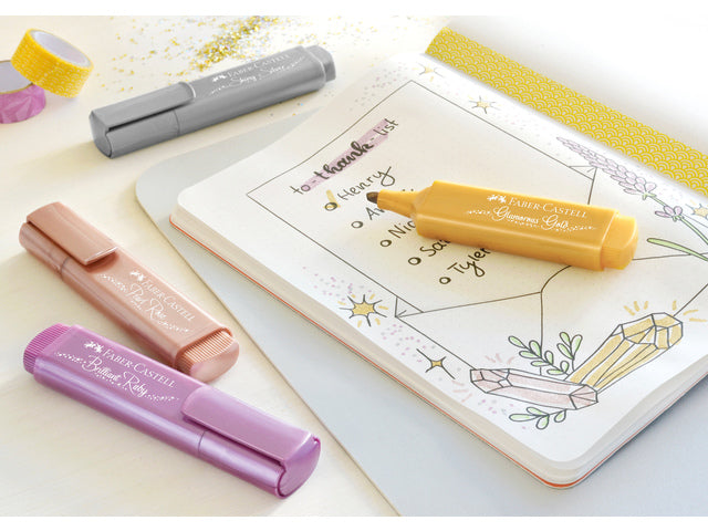 Tekstmarker Faber-Castell Metallic etui á 4 stuks