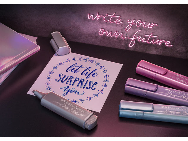 Tekstmarker Faber-Castell Metallic etui á 4 stuks