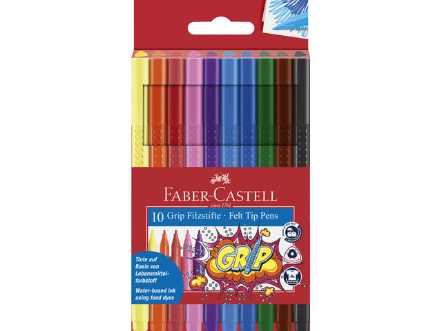 Viltstiften Faber-Castell GRIP Kleur etui 10 stuks