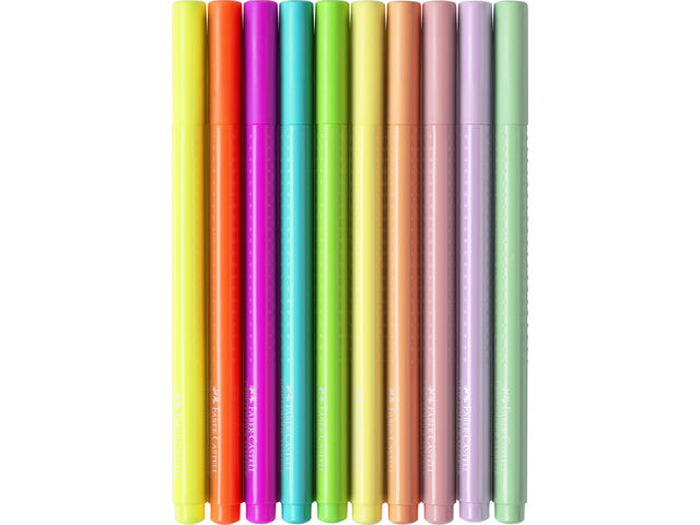 Viltstiften Faber-Castell Grip Neon en Pastel kleuren 10 stuks in etui
