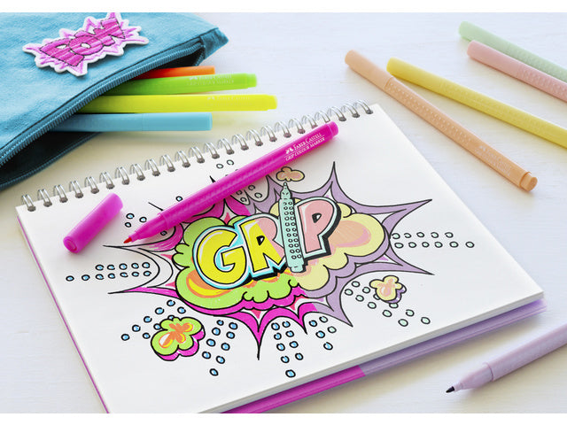 Viltstiften Faber-Castell Grip Neon en Pastel kleuren 10 stuks in etui
