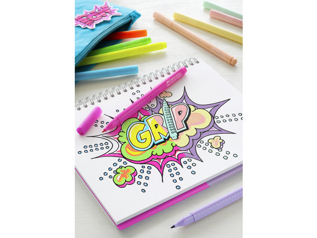 Viltstiften Faber-Castell Grip Neon en Pastel kleuren 10 stuks in etui