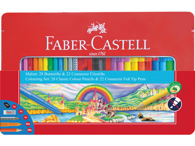 Postkartenset Faber-Castell 53-teilig aus Metall