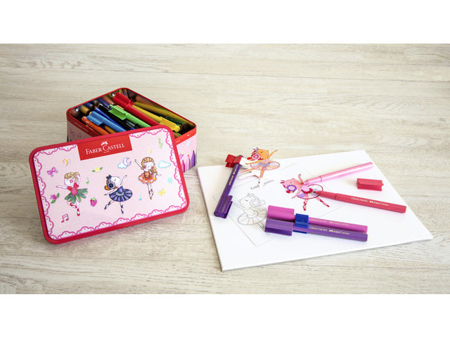 viltstift Faber-Castell Connector 33 stuks in ballerina blik
